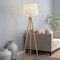 Tripod Floor Lamp Modern Oak Wood White Shade Led Bulb Included 58 Inches